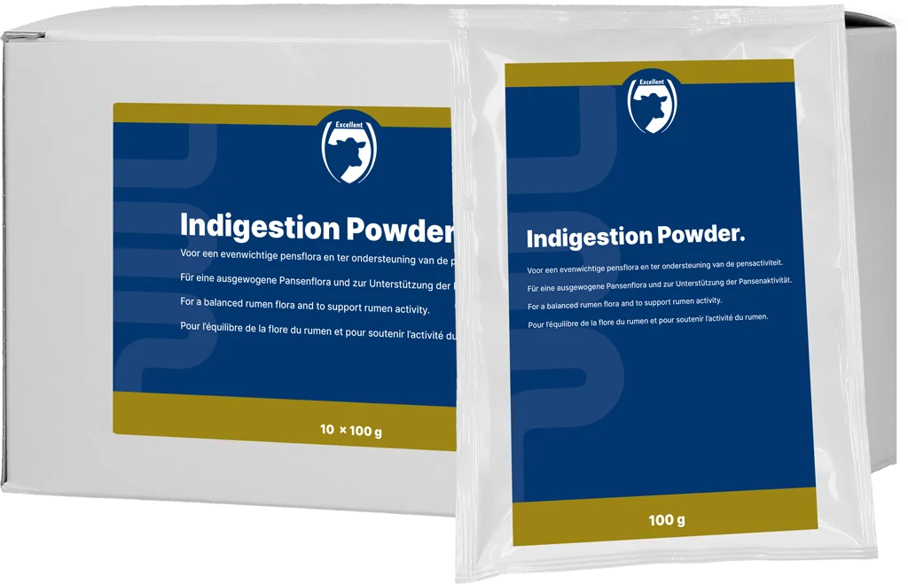 Poudre pour soutenir la rumination des bovins, 10 x 100 g – Excellent Indigestie Poeder – Image 1