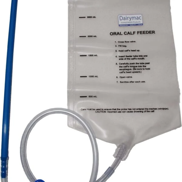 Sonde d’alimentation pour veaux avec poche en vinyle à fermeture éclair, 2,5 l