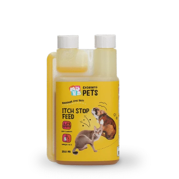 Huile alimentaire pour chiens et chats à la camomille, 250 ml – Excellent Pets Itch Stop Feed