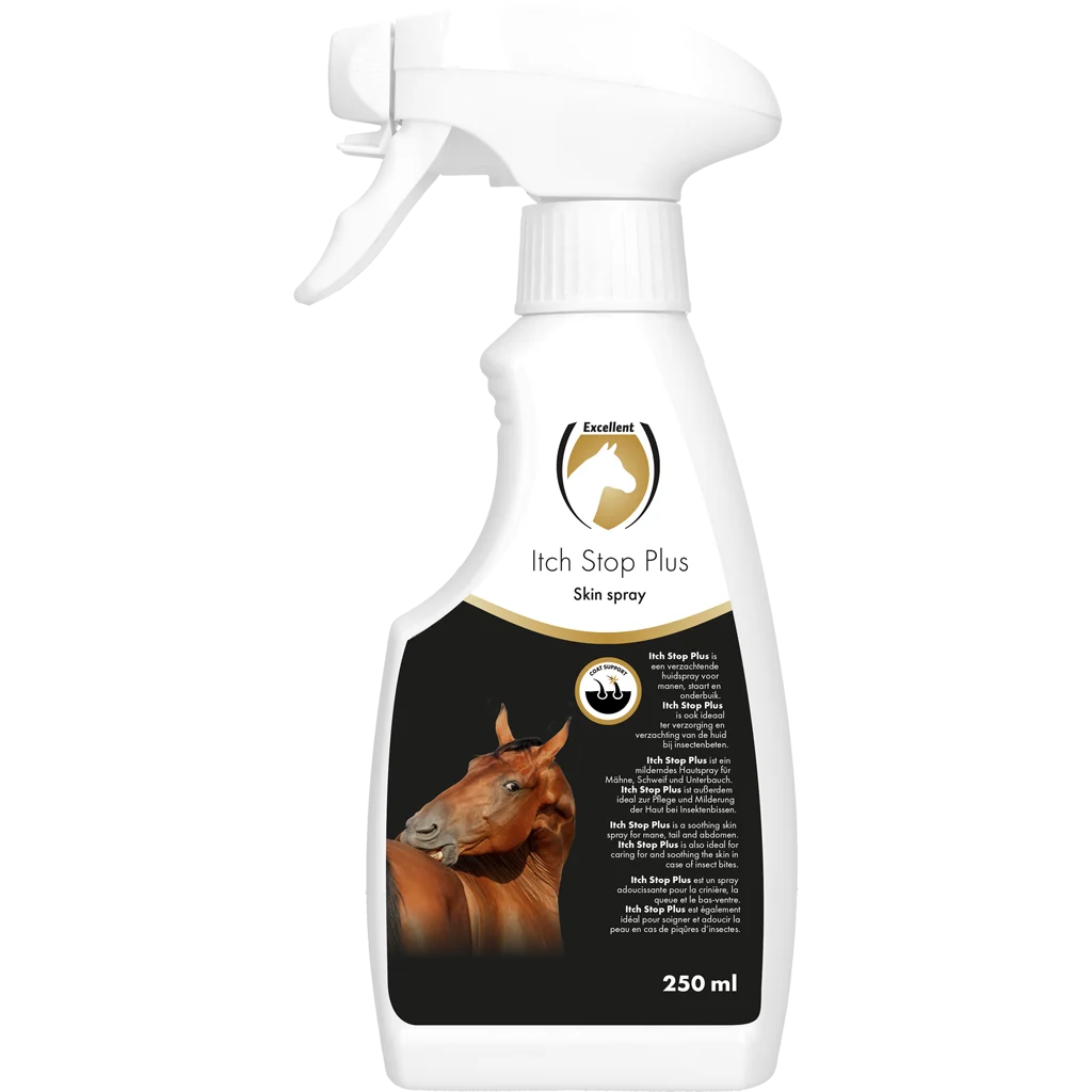 ITCH0030.png Spray apaisant pour la peau, la crinière, la queue et le ventre, 250 ml – Excellent Horse Itch Stop Plus Spray – Image 1