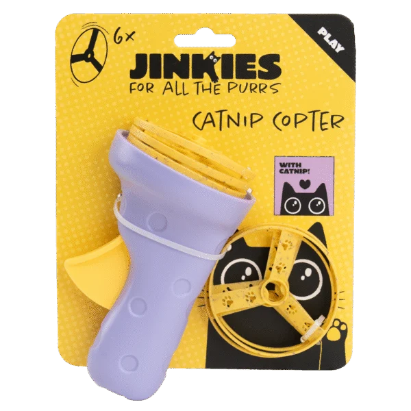 Jouet interactif pour chat avec hélices à lancer et herbe à chat – Jinkies Catnip Copter