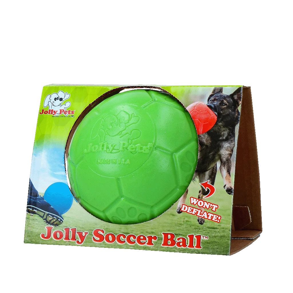 Balle pour chien à rapporter, verte, 15 cm – Jolly Pets Jolly Soccer Ball – Image 1