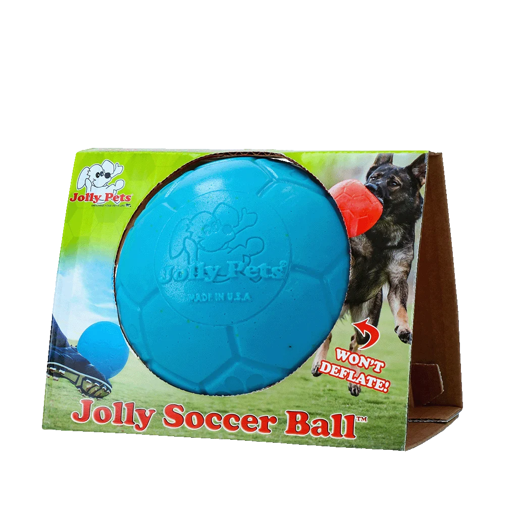 Balle pour chien à rapporter, bleu clair, 15 cm – Jolly Pets Jolly Soccer Ball – Image 1