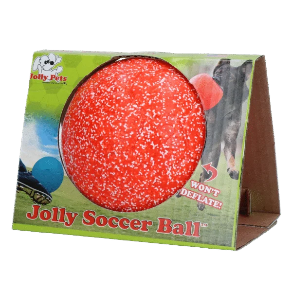 Balle de rapport pour chien, orange et blanc, 15 cm – Jolly Pets Jolly Soccer Ball