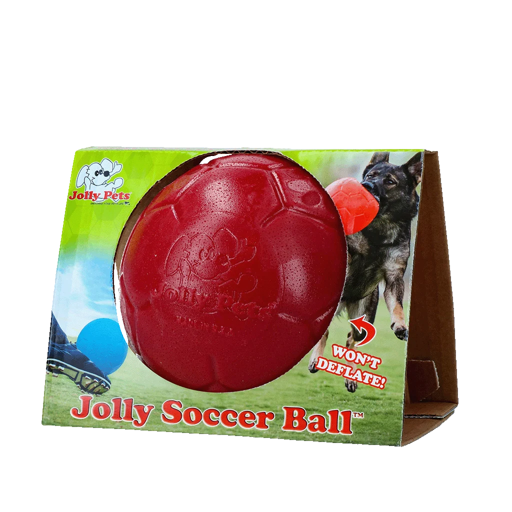 Balle de rapport pour chien, rouge, 15 cm – Jolly Pets Jolly Soccer Ball – Image 1