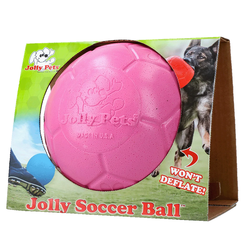 Balle pour chien à rapporter, rose, 20 cm – Jolly Pets Jolly Soccer Ball – Image 1