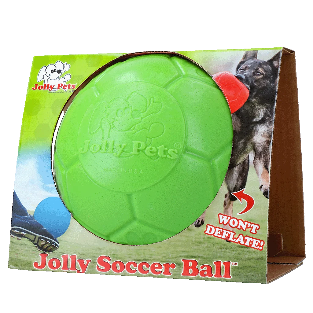 Balle flottante pour chien verte, 20 cm – Jolly Pets Soccer Ball – Image 1