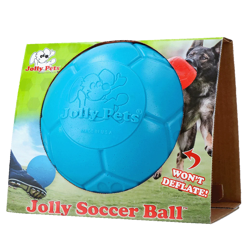 JOLL037F.png Balle de rapport pour chien, bleu clair, 20 cm – Jolly Pets Jolly Soccer Ball – Image 1