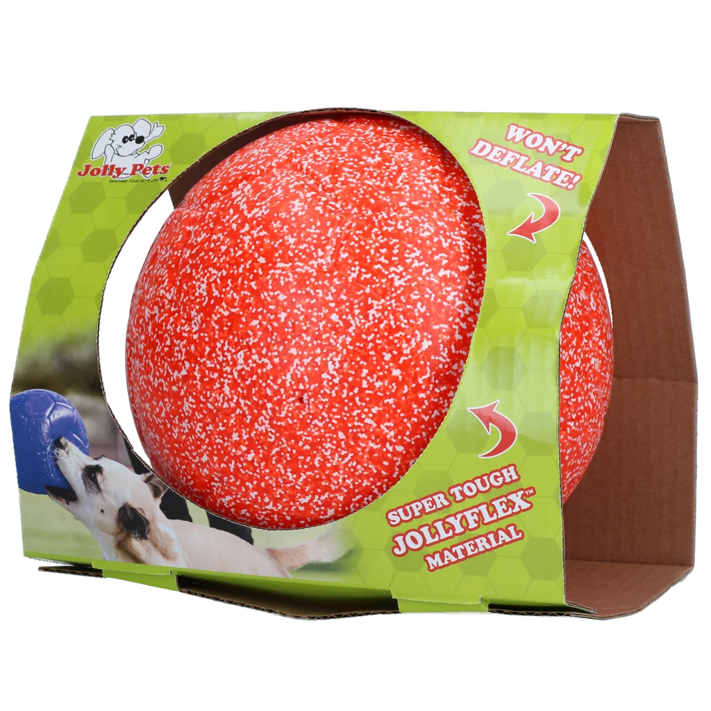 Balle de rapport pour chien, orange et blanc, 20 cm – Jolly Pets Jolly Soccer Ball – Image 1