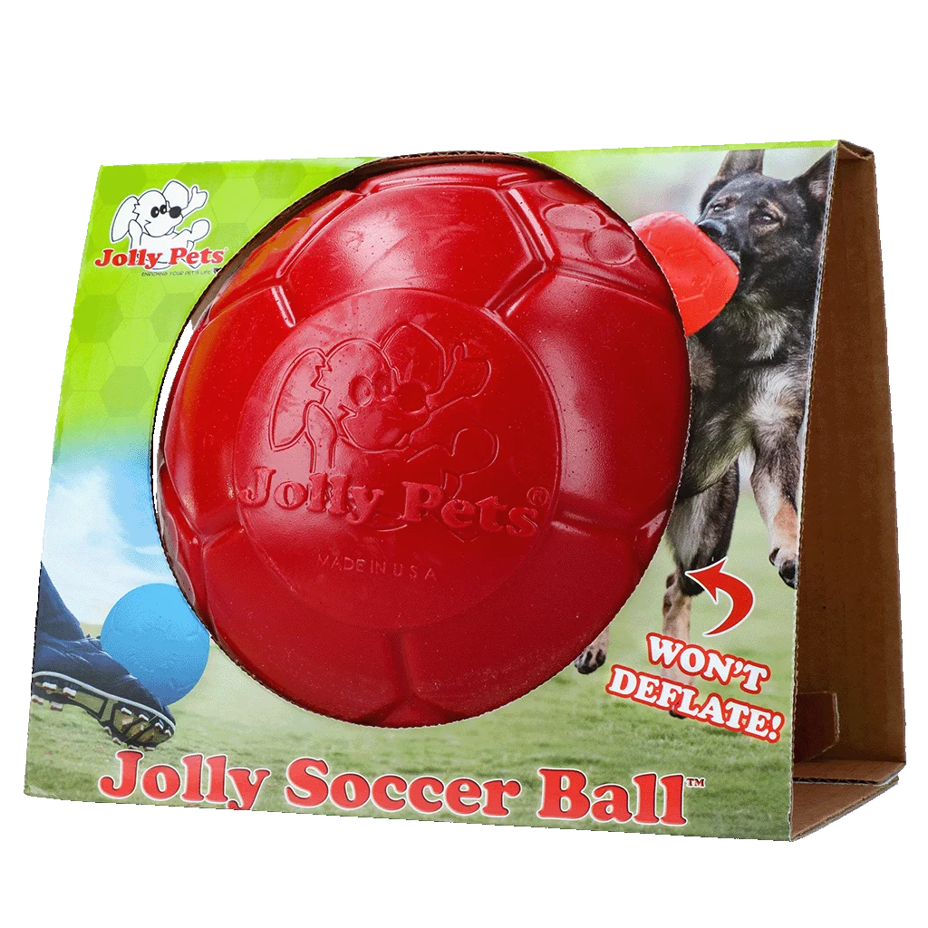 Balle d’apport pour chien, rouge, 20 cm – Jolly Pets Jolly Soccer Ball – Image 1