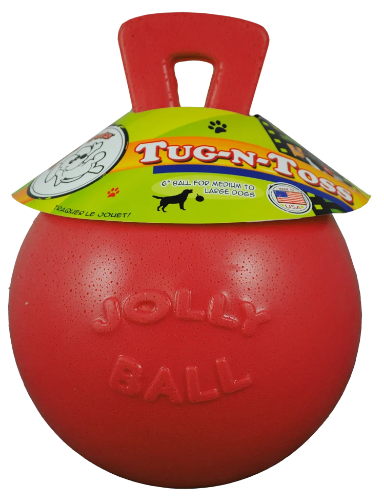 Balle flottante pour chien rouge M (15 cm) – Jolly Pets Tug-n-Toss – Image 1