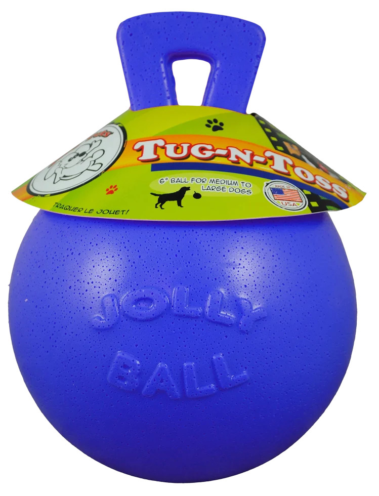 JOLL045F.png Balle flottante pour chien bleue M (15 cm) – Jolly Pets Tug-n-Toss – Image 1
