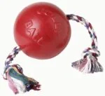 Balle pour chien avec corde, flottante, rouge S (10 cm) – Jolly Pets Romp-n-Roll – Image 4