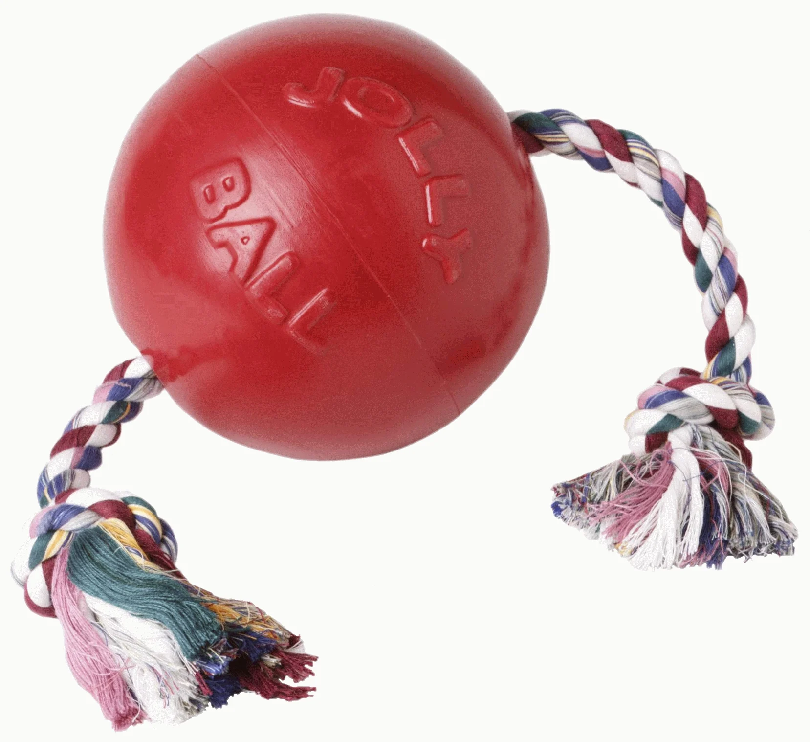 Balle pour chien avec corde, flottante, rouge S (10 cm) – Jolly Pets Romp-n-Roll – Image 4