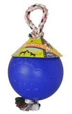 Balle pour chien avec corde flottante, bleue, S (10 cm) – Jolly Pets Romp-n-Roll