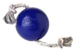 Balle pour chien avec corde flottante, bleue, S (10 cm) – Jolly Pets Romp-n-Roll – Image 2
