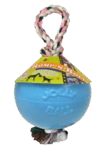 Balle pour chien avec corde, flottante, Myrtille M (15 cm) – Jolly Pets Romp-n-Roll