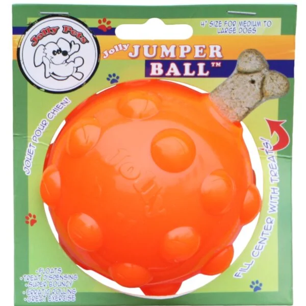 Balle à friandises pour chiens en caoutchouc TPR, 10 cm – Jolly Pets Jolly Jumper orange M