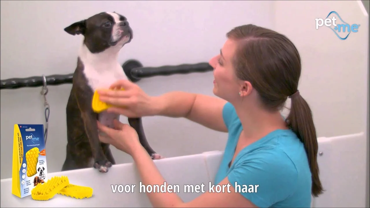 Brosse en silicone pour chien à poils courts, jaune – Pet + Me – Image 6