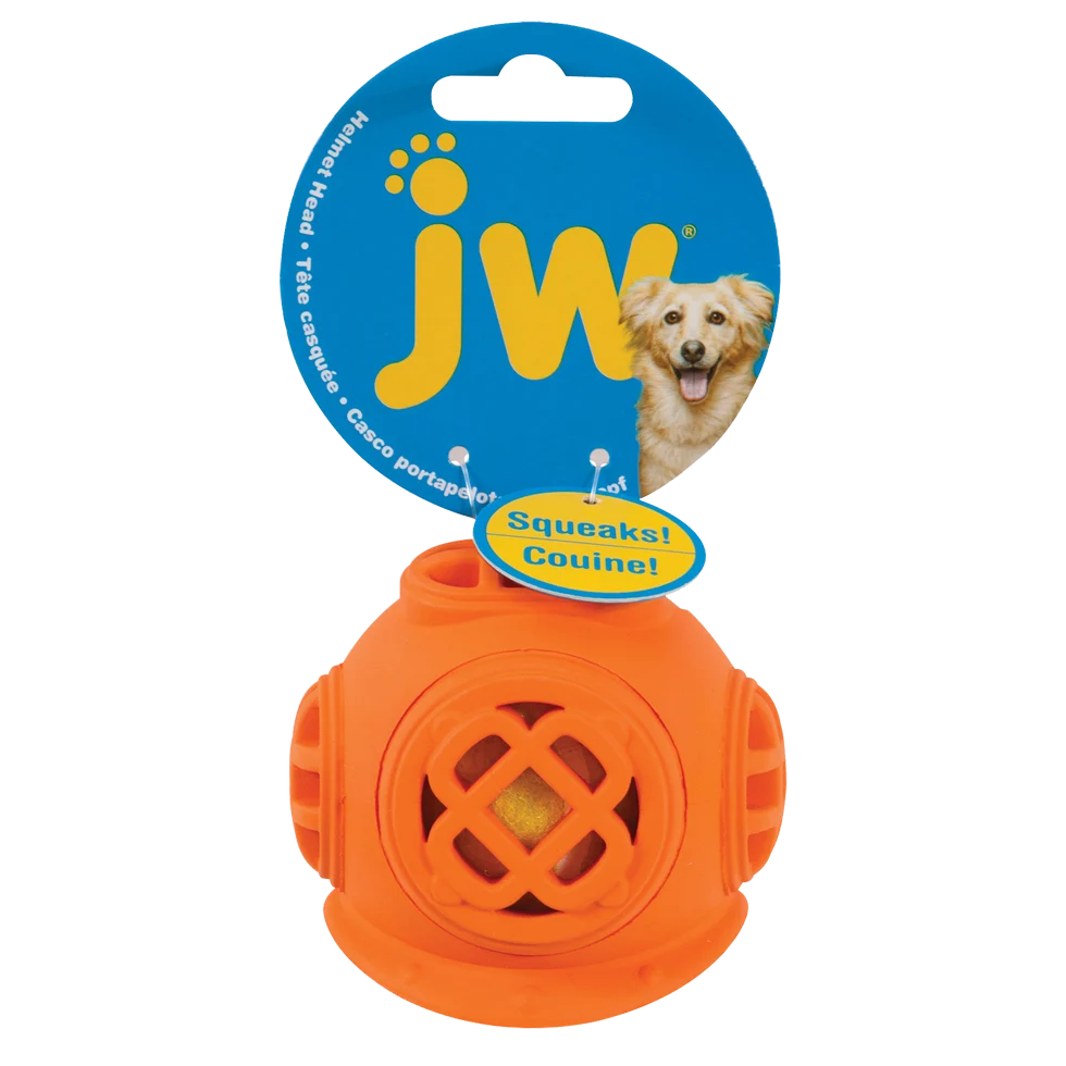 Balle de tennis pour chien avec pouet et casque en caoutchouc – JW Helmet Heads Diver – Image 1