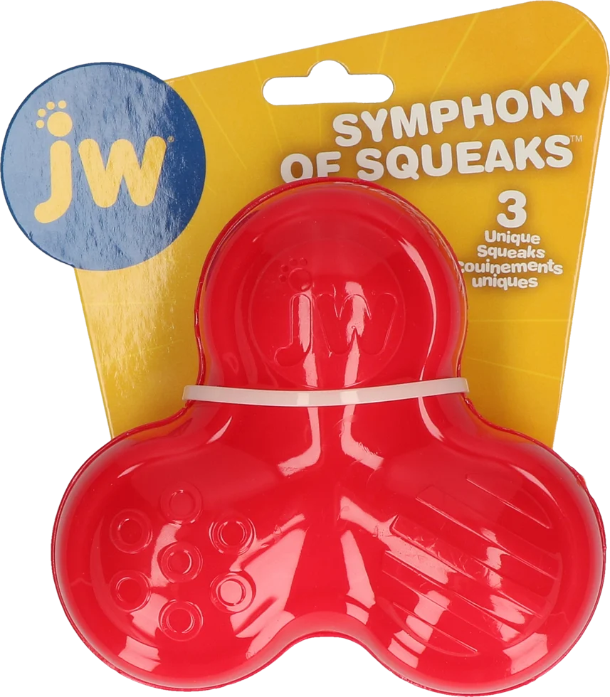 Jouet couineur en caoutchouc avec 3 sons, rouge – JW Symphony of Squeaks – Image 1