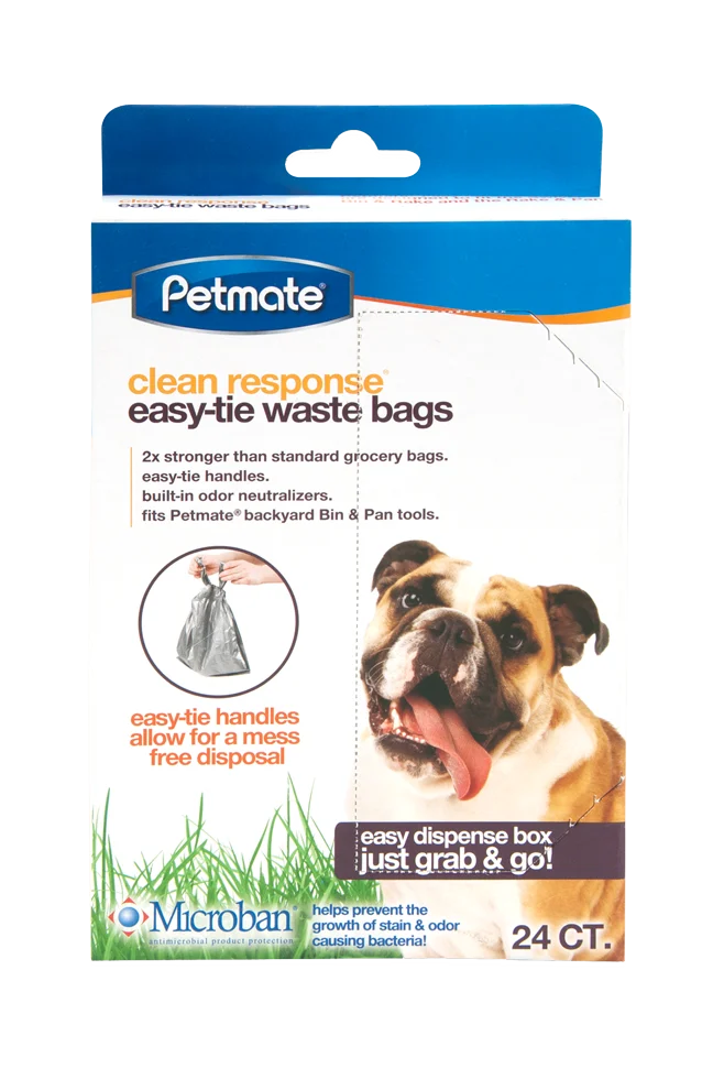 Sacs à déjections canines à nouer, 24 pièces, 31 x 33 cm – Petmate Clean Response Easy-Tie Waste Bags – Image 1