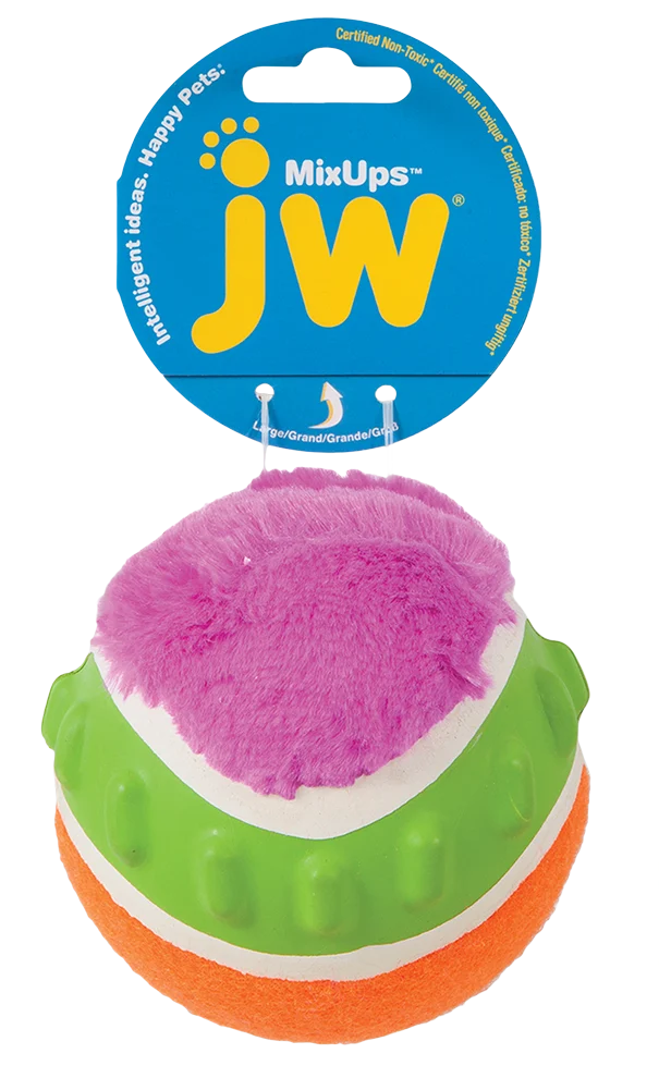 JW31029.png Balle pour chien avec couineur, 10 cm – JW Mixups Ribbed Ball L – Image 1