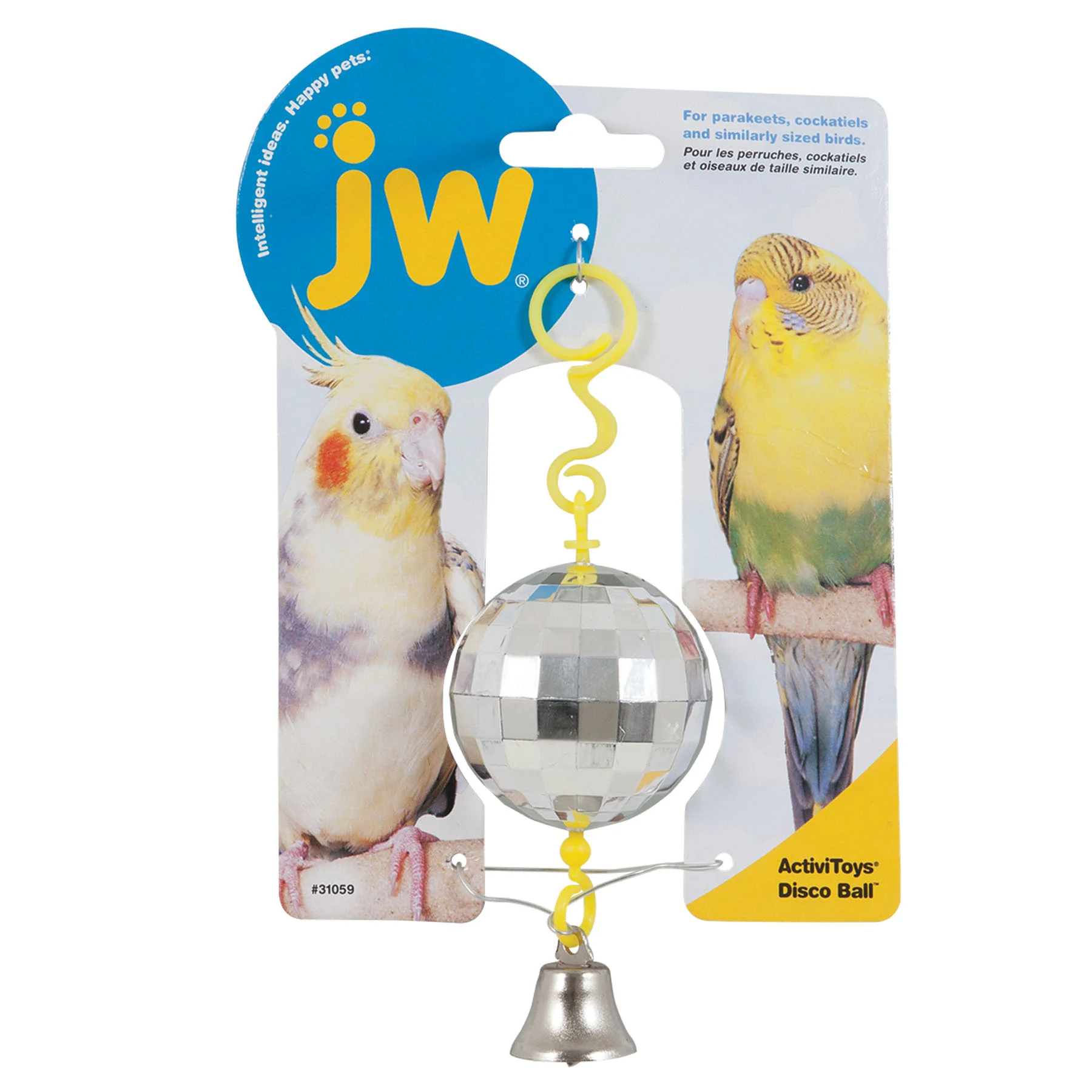 JW310593.jpg Boule disco pour oiseaux avec clochette – JW Activitoy Disco Ball – Image 1