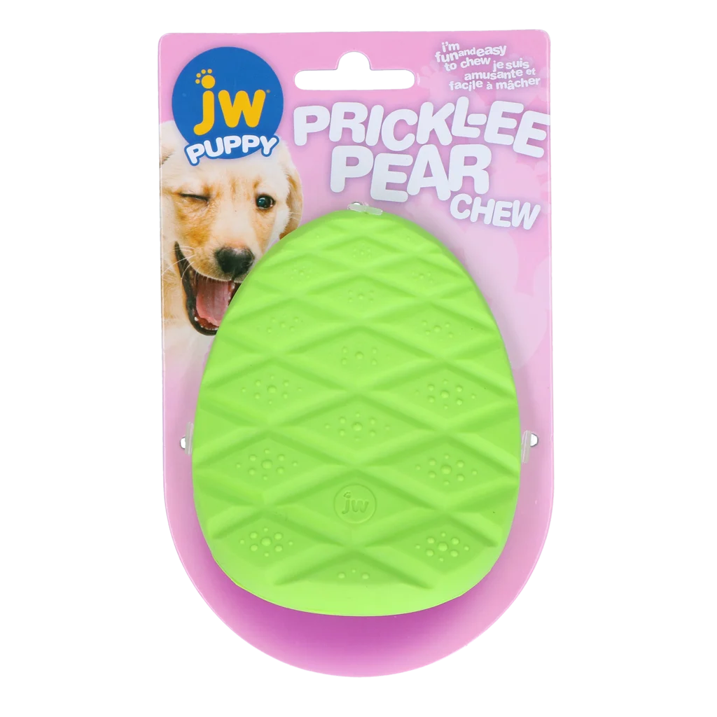 Jouet de dentition texturé en caoutchouc pour chiots – JW Prickl-ee Pear Teether – Image 1