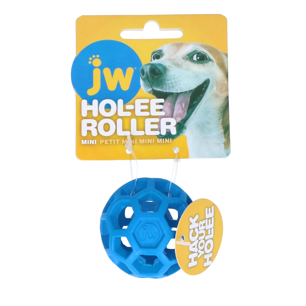 JWHO003B.png Balle pour chien en caoutchouc naturel pour friandises, 5 cm, bleue – JW Hol-ee Roller – Image 1