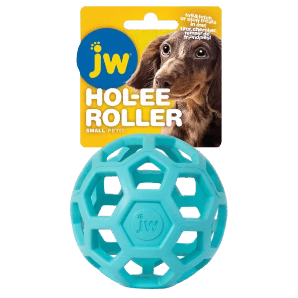 Balle pour chien en caoutchouc naturel à garnir de friandises, 9 cm, bleu clair – JW Hol-ee Roller Small