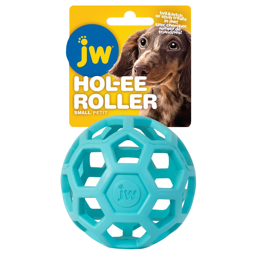 Balle pour chien en caoutchouc naturel à garnir de friandises, 9 cm, bleu clair – JW Hol-ee Roller Small – Image 1