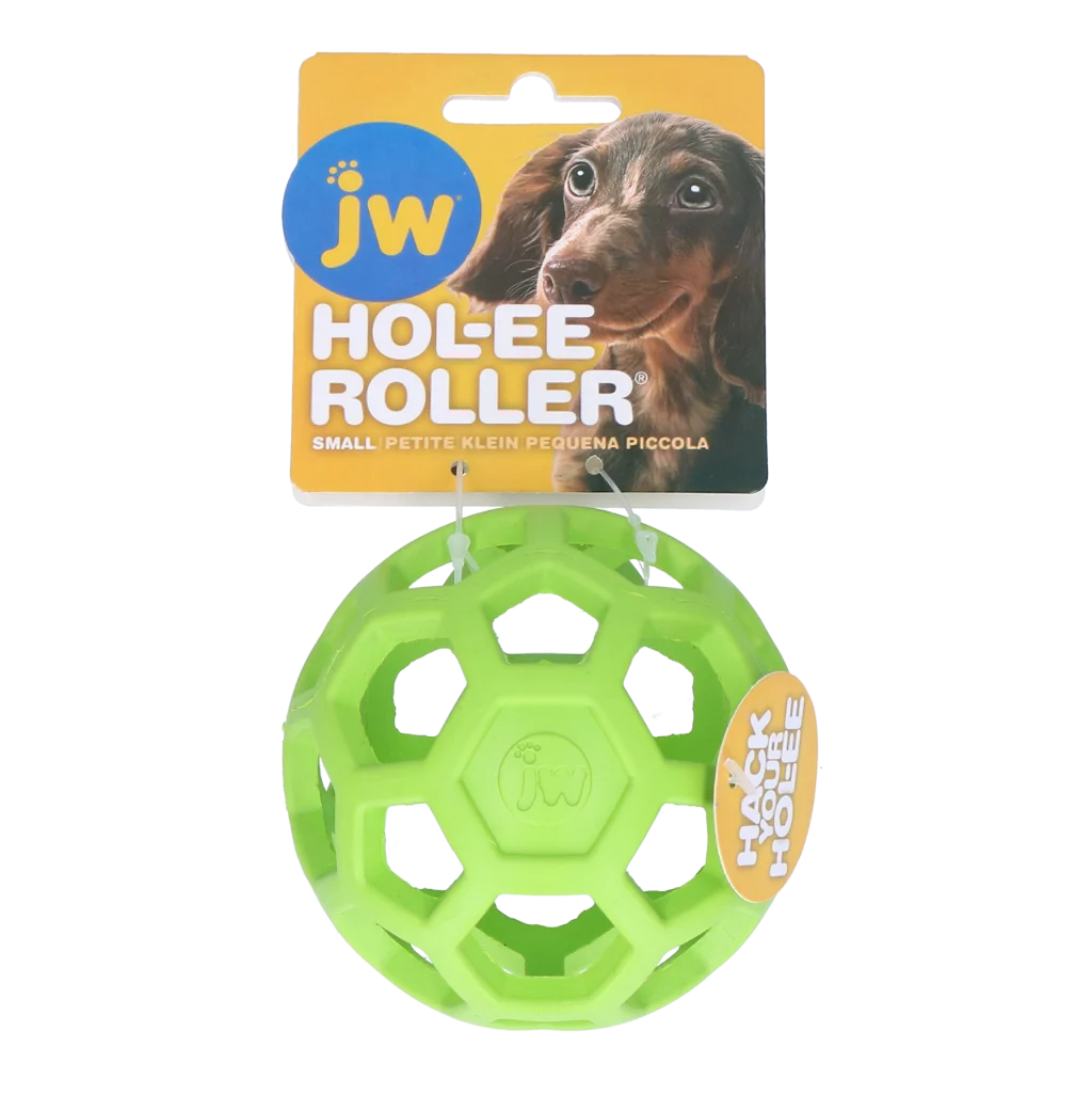 Balle pour chien en caoutchouc naturel à garnir de friandises, 9 cm, verte – JW Hol-ee Roller Small – Image 1