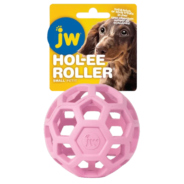 Balle pour chien en caoutchouc naturel pour friandises, 9 cm, rose – JW Hol-ee Roller Small