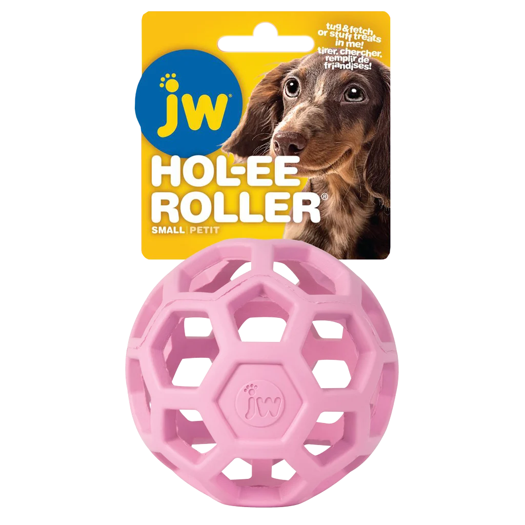 Balle pour chien en caoutchouc naturel pour friandises, 9 cm, rose – JW Hol-ee Roller Small – Image 1