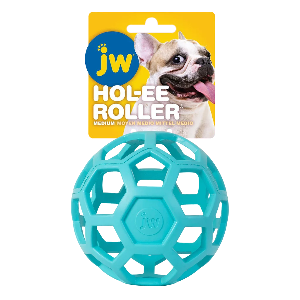 Balle pour chien en caoutchouc naturel, à garnir de friandises, 11,5 cm, bleu clair – JW Hol-ee Roller – Image 1