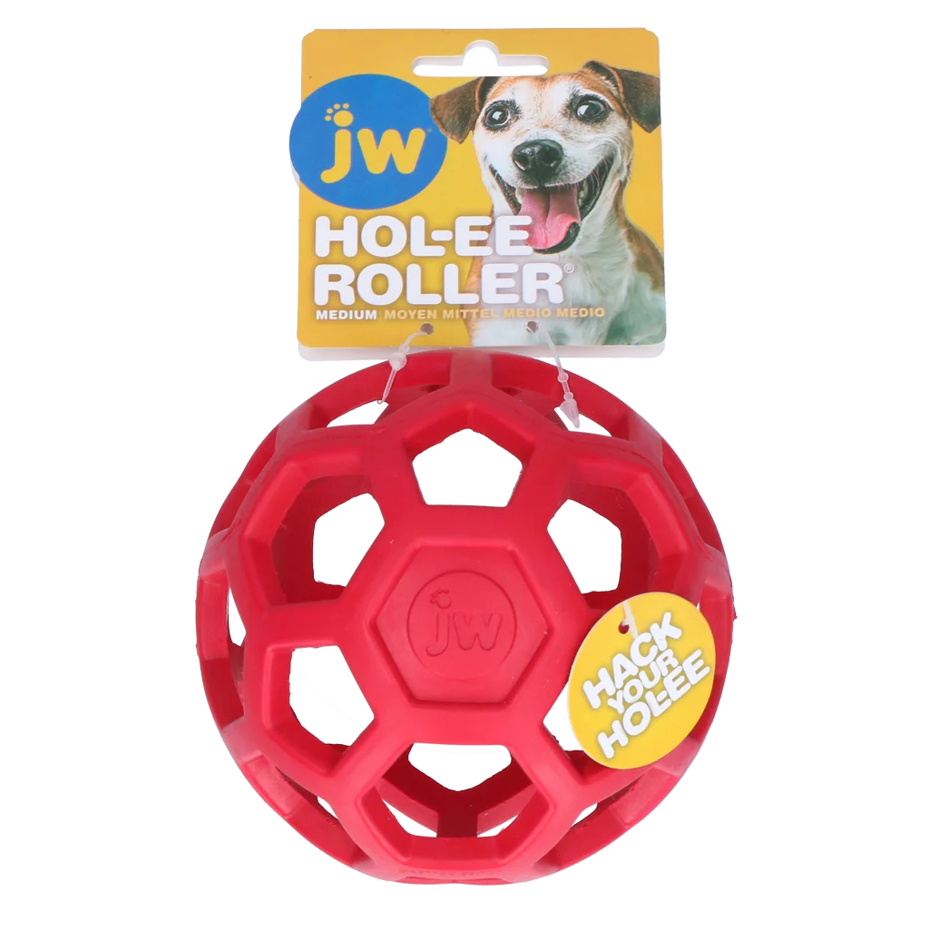 Balle pour chien en caoutchouc naturel pour friandises, 11,5 cm, rouge – JW Hol-ee Roller – Image 1