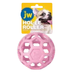 Balle pour chien en caoutchouc naturel à remplir de friandises, 11,5 cm, rose – JW Hol-ee Roller