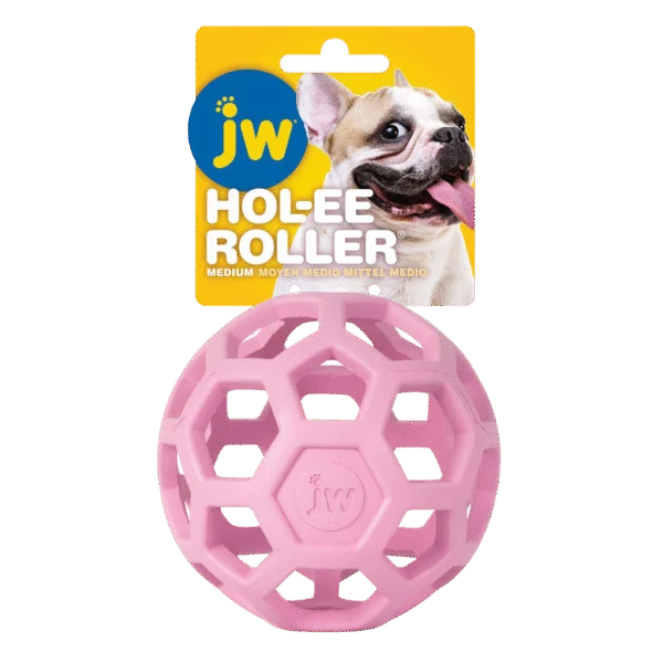 Balle pour chien en caoutchouc naturel à remplir de friandises, 11,5 cm, rose – JW Hol-ee Roller