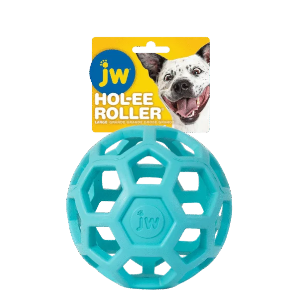 Balle pour chien en caoutchouc naturel à garnir de friandises, 15 cm, bleu clair – JW Hol-ee Roller
