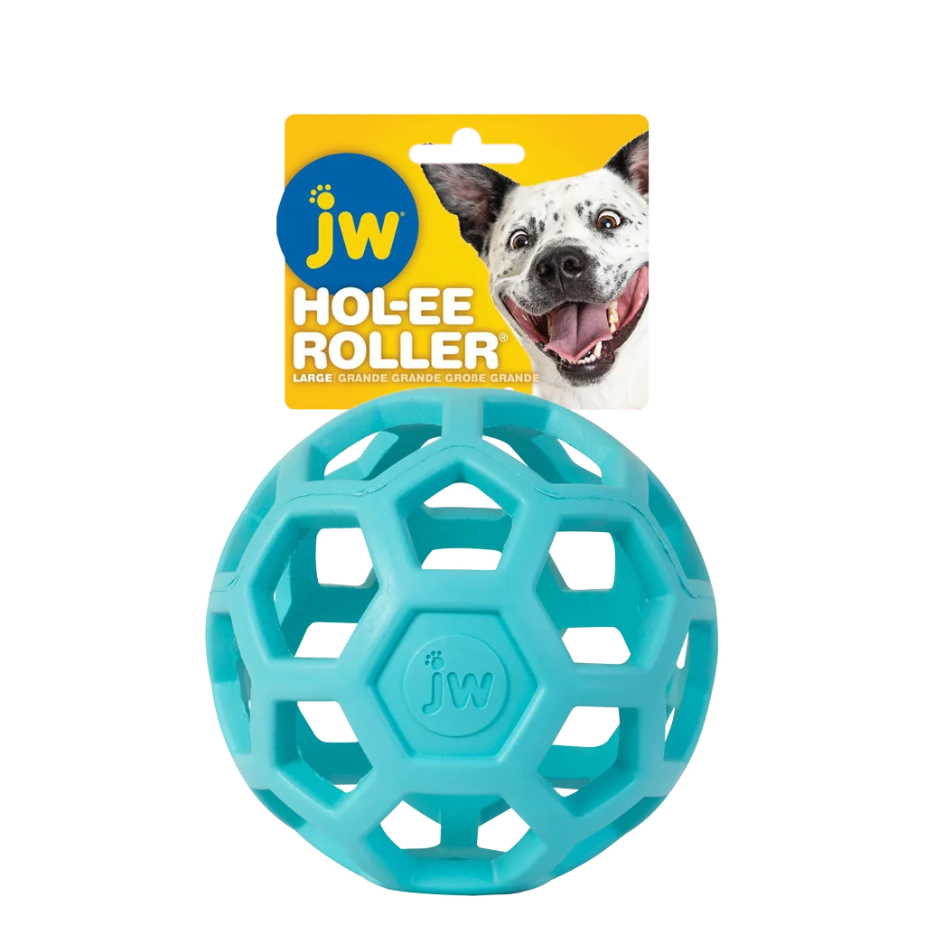 Balle pour chien en caoutchouc naturel à garnir de friandises, 15 cm, bleu clair – JW Hol-ee Roller – Image 1