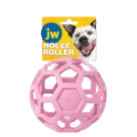Balle pour chien en caoutchouc naturel pour friandises, 15 cm, rose – JW Hol-ee Roller