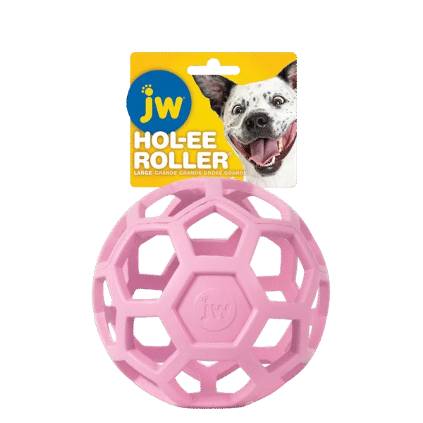 Balle pour chien en caoutchouc naturel pour friandises, 15 cm, rose – JW Hol-ee Roller