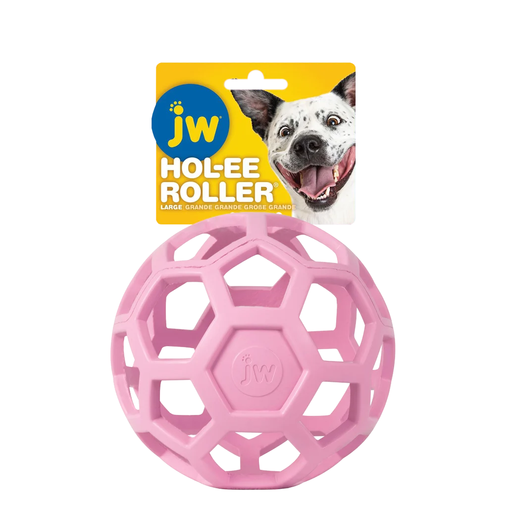 JWHO006S.png Balle pour chien en caoutchouc naturel pour friandises, 15 cm, rose – JW Hol-ee Roller – Image 1
