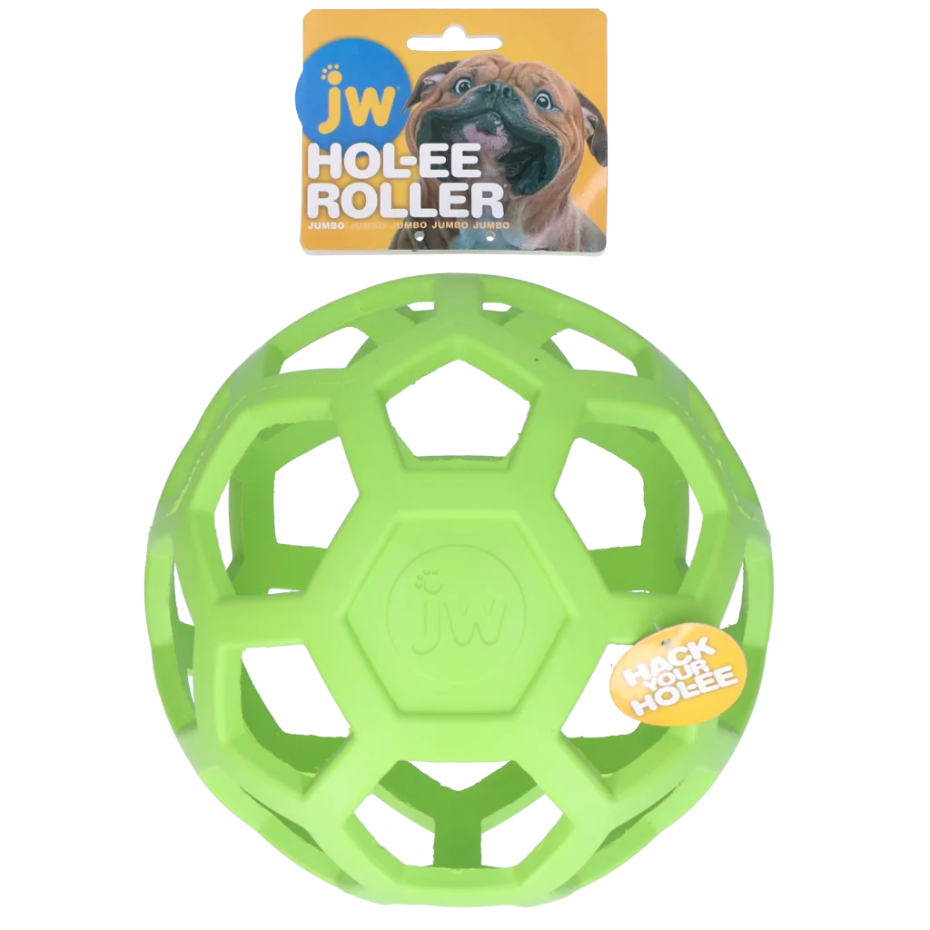 Balle pour chien en caoutchouc naturel à garnir de friandises Jumbo, 19 cm, verte – JW Hol-ee Roller – Image 1