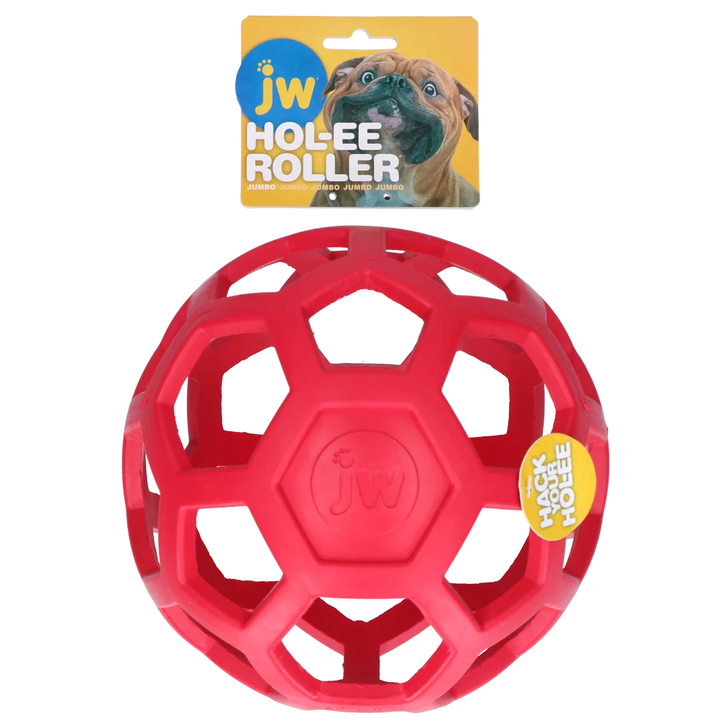 Balle pour chien en caoutchouc naturel, pour friandises, 19 cm, rouge – JW Hol-ee Roller – Image 1