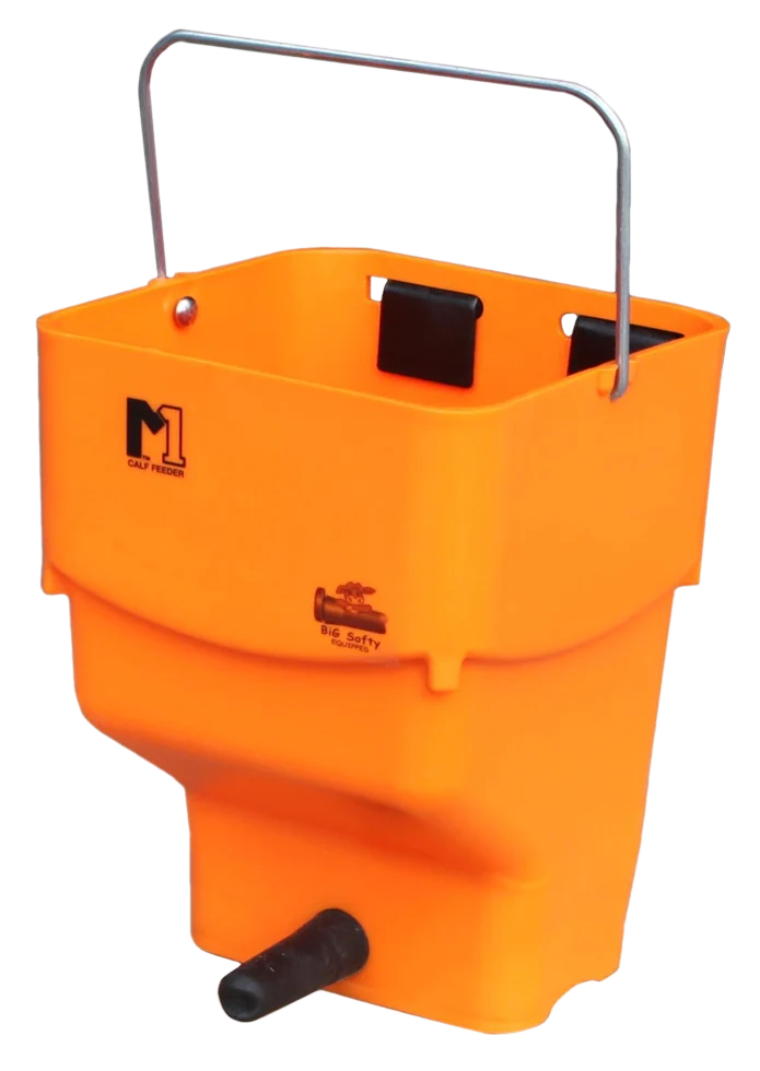 Seau d’allaitement orange avec crochets de suspension, 5 l – Shoof Kalf Feeder M1 Rail-Hang – Image 2