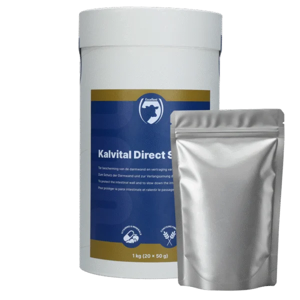 Complément alimentaire pour veaux avec fibres et électrolytes, 20 x 50 g – Excellent Kalvital Direct Stop