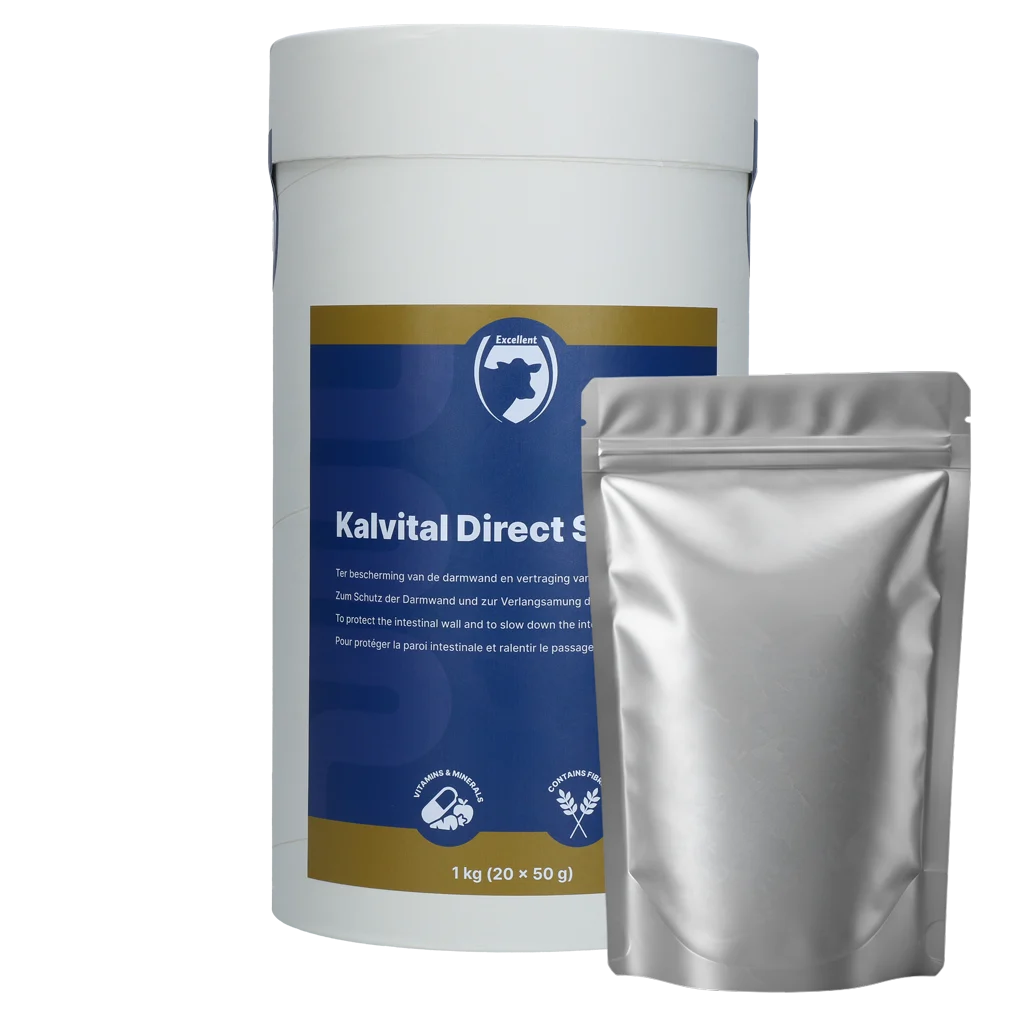Complément alimentaire pour veaux avec fibres et électrolytes, 20 x 50 g – Excellent Kalvital Direct Stop – Image 1