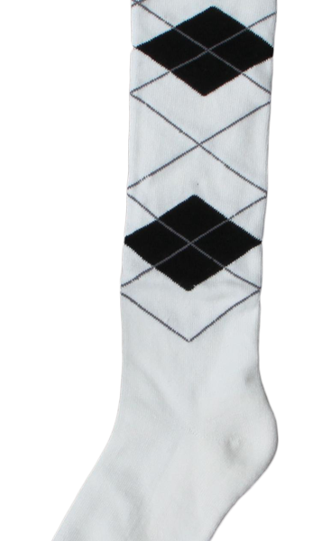 Chaussettes hautes d’équitation, blanc et noir, pointures 43 à 46